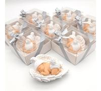 Detalles Bautizo para Invitados, Recuerdos Bautizo 40 Piezas niña niño Bebe de Piedra imanes Detalles comunion para Invitados, Regalos Originales bautizos para Recien Nacido (Bebé Blanca)