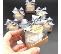 detalles boda para invitados, juego de Rosa velas personalizadas regalos originales para invitados de bodas, recuerdos comunion bautizo de boda (blanco, juego de 20)