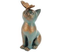 Detalles Exquisitos Figura de Gato Estilo Retro de Resina Textura Moteada Estatua de Gato Sentado para Jardín Escultura