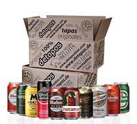 Detapasbox 10 cervezas Españolas latas de 330ml, San Miguel, Estrella, Mahou, Cruz campo