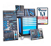 DeTec. 3066 Carro de taller equipado 6/6 cajones rellenos con herramientas de carbón, 91 x 77 x 47 cm, azul.