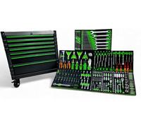 DeTec. Carro de herramientas lleno de 307 piezas - Carro de herramientas con 7 cajones, 5 equipadas, encimera de acero inoxidable, caja de herramientas para taller y garaje, juego de herramientas