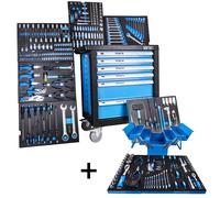 DeTec. Carro De Taller Con Herramientas + Caja Plegable De Acero