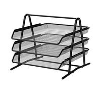 Detectalia Bandeja Organizador Escritorio y Documentos 3 Niveles Negro. Folios A4, Cajonera Escritorio, Carpetas Archivadoras, Escritorio Ordenador, Organizador Cajones, Material Malla Metalica Negra