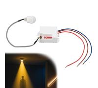 Détecteur de mouvement à encastrer 180 °/360 °, Haute efficacité énergétique, portée jusqu'à 15 m, sensibilité réglable, technologie Radar et compatibilité Avec ampoules LED, Blanc/Rouge