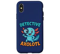 Detective Axolotl Blue Kawaii Spy Secret Agent Disfraz Niños Carcasa para iPhone X/XS