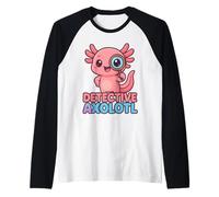 Detective Axolotl Kawaii Pink Spy Secret Agent Disfraz Niña Camiseta Manga Raglan