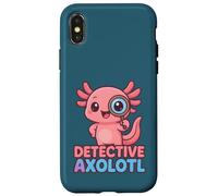 Detective Axolotl Kawaii Pink Spy Secret Agent Disfraz Niña Carcasa para iPhone X/XS