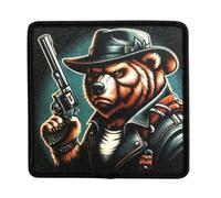 Detective Bear with Gun Creative Patch, Tactical Backpack Sticker, Hook & Loop Morale Badge, Sewing & Knitting Supplies, Multi-Functional Decorative Stickers