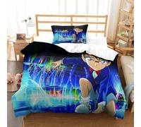 Detective Conan Juego De 2 Piezas De Funda Nórdica Juego De Ropa De Cama, Funda De Edredón Suave con Cierre De Cremallera, Funda De Edredón Y Fundas De Almohada Single（135x200cm）