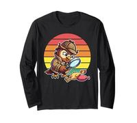 Detective de búho Sabio investiga Misterio de Pollo Retro Divertido Manga Larga