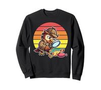 Detective de búho Sabio investiga Misterio de Pollo Retro Divertido Sudadera