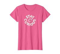 Detective de tipografía Vintage Stay Curious Camiseta, Mujer, Rosa Jaspeado, S
