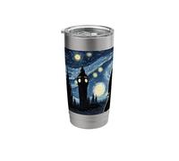 Detective Sherlock Holmes Londres Noche estrellada Van Gogh Vaso térmico de acero inoxidable de doble pared