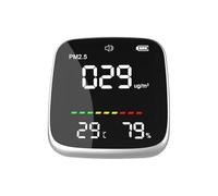 Detector De Aire De Carga USB Con Función De Advertencia: Monitor De Temperatura Y Humedad PM2.5 En Tiempo Real Con Pantalla Digital LED | Herramienta De Medición De Humedad Y Temperatura