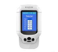 Detector de aire multiparámetro preciso PM2.5 PM1.0 PM10 TVOC Sensor de humedad de temperatura con ventilador de alarma estándar LCD USB para dormitorio Coche Viaje Probador de calidad del aire