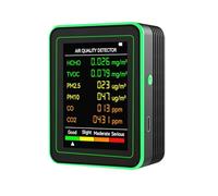 Detector de calidad del aire, Monitor de calidad del aire 6 en 1, detector de dióxido de carbono, multifunción, PM2.5, PM10, CO2 y medidor de CO.(Nero)