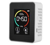 Detector de Calidad del Aire Portátil 3 en 1 Pantalla Grande CO2 Temperatura Probador de Humedad para el Hotel Escolar del Oficina en Casa, Recargable (White)