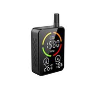 Detector de CO2 Monitor calidad del aire Medidor Temperatura Humedad Sensor NDIR dióxido carbono Probador concentración con alarma Para uso de bricolaje(Black)