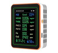 Detector de CO2 y monitor de calidad del aire - 12 en 1 PM2.5, TVOC, HCHO, probador de temperatura y humedad para uso en casa y oficina (blanco)