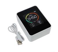 Detector de dióxido de carbono con humedad para calidad del aire interior, sensor de 400-5000 ppm con pantalla LED de 4 colores, alimentado por USB
