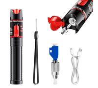 Detector de fallos de 100 km, medidor de cable de fibra óptica recargable con adaptador FC macho a LC hembra de 2,5 mm, 650 nm de fibra óptica, prueba de fuentes luminosas para comunicación óptica y