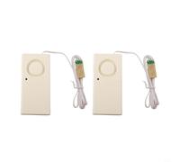 Detector de fugas de agua de 9 V, sistema de inundación ultra sensible con zumbador fuerte para baño, piscina, color blanco, 2 unidades, 98 x 48 x 22 mm