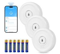 Detector de Fugas de Agua WiFi 2.4GHz Detector Fugas de Agua con Batería 100dB Alarma Inteligente Sensor de Agua, Smart Life App Control Detector de Agua para Cocina Sótano Baño (Paquete de 3)