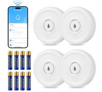 Detector de Fugas de Agua WiFi 2.4GHz Detector Fugas de Agua con Batería 100dB Alarma Inteligente Sensor de Agua, Smart Life App Control Detector de Agua para Cocina Sótano Baño (Paquete de 4)