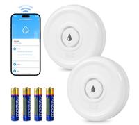 Detector de Fugas de Agua WiFi 2.4GHz Detector Fugas de Agua con Batería 100dB Alarma Inteligente Sensor de Agua, Smart Life App Control Detector de Agua para Cocina Sótano Baño (Paquete de 2)