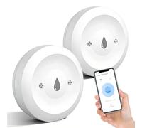 Detector de fugas de agua WiFi de 2 piezas, 50 x 50 x 15 mm, detector de fugas de agua, detector inteligente de agua, detector de inundación conectado, impermeable IP66 para cocina, cuarto de baño