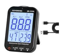 Detector de Gas amoniaco 535G NH3 Detector de Gas Sensor de monitorización Continua Rango de medición 0-100 ppm Alarma Pantalla LCD Función de retroiluminación Temperatura Humedad Recargable