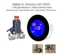 Detector de Gas, Detector de Gas Natural WiFi con válvula solenoide eléctrica, Control Inteligente automático, Apagado automático, Sensor de Alarma de Fuga de metano CH4(with DN20 Valve)