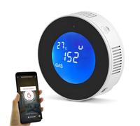 Detector de Gas Metano WiFi EN 50194, Sensor CH4 con Pantalla LEL y Alarma Sonora de 85dB, Control Remoto Mediante App Smart Life, Detector de Pared para Enchufe