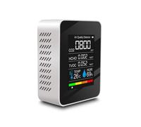 Detector de Gas, Monitor de Calidad del Aire 5 en 1 Detector de CO2 for Interiores Formaldehído HCHO TVOC Probador LCD Temperatura Humedad Probador Alarma Medidor de CO2(Bianco)