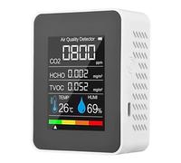 Detector de Gases, Monitor de Calidad del Aire 5 en 1, medidor Temperatura, Humedad, CO2, TVOC, HCHO, Detector Recargable por USB(White)