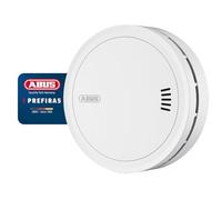 Detector de humo ABUS Prefira 5: certificado con pilas reemplazables de 5 años, botón de prueba grande, reducción de falsas alarmas mediante mosquiteras y compensación de contaminación