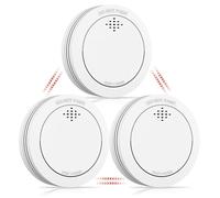 Detector de Humo con Soporte magnético, 10 años Alarma contra Incendios en Red con batería CR123A reemplazable, Alarma de 85 dB, silenciamiento, Advertencia de batería Baja, 3 Unidades