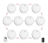 Detector de Humo con Soporte magnético, 10 años Alarma contra Incendios en Red con batería CR123A reemplazable, Alarma de 85 dB, silenciamiento, Advertencia de batería Baja, 10 Unidades