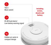Detector de humo DOF19 Plástico Señal de aviso: 85 dB Funcionamiento con pila de 9V SHD by oneConcept