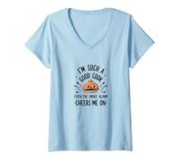 Detector de Humo Im Such A Good Cook Me Cheers Me On Funny Camiseta Cuello V, Mujer, Azul Bebé, L