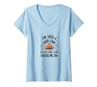 Detector de Humo Im Such A Good Cook Me Cheers Me On Funny Camiseta Cuello V, Mujer, Azul Bebé, S