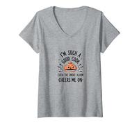 Detector de Humo Im Such A Good Cook Me Cheers Me On Funny Camiseta Cuello V, Mujer, Gris Jaspeado, XXL
