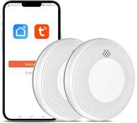 Detector de Humo Inteligente Wi-Fi, batería de 10 años con notificación Mediante aplicación, función silenciosa y autoprueba, Compatible con EN 14604, 2 Pieza (Compatible con App Tuya/Smart Life)