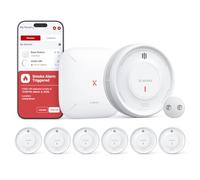 Detector de Humo Inteligente X-Sense con Estación Base SBS50 para el Hogar, Montaje Magnético, Alarma Interconectada Inalámbrica, Batería Reemplazable, 10 Años de Vida Útil, Función vía APP, XS0D-MR61