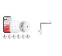Detector de Humo X-Sense XS01-M ProConnected con estación Base SBS50 y sifón para Muebles Solido 9003076003976 de 5/4" x 30 mm Que Ahorra Espacio, Blanco
