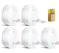 Detector De Humos para Casa,10 años Detector Humo, Sonido ≥85 Db, para Alarma contra Incendios con BateríA De 9 V DC Smoke Detector - 5 Piezas