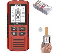 Detector de metales multifuncional, escáner portátil, pantalla digital de alta definición, con batería 1 6F22, detección de metales, cables y madera.(Red)