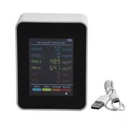 Detector de monitor de calidad del aire 6 en 1 PM2.5 PM10 HCHO TVOC Probador digital de humedad de temperatura para el hogar, oficina, hotel, pruebas de calidad del aire interior, indicadores de color