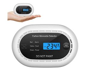 Detector de Monóxido de Carbono con Pantalla LCD Digital, Alarma de CO Certificada CE con Batería Sellada de 10 Años, Detector de CO Audible Independiente para el Hogar, Negro, 1 Paquete
